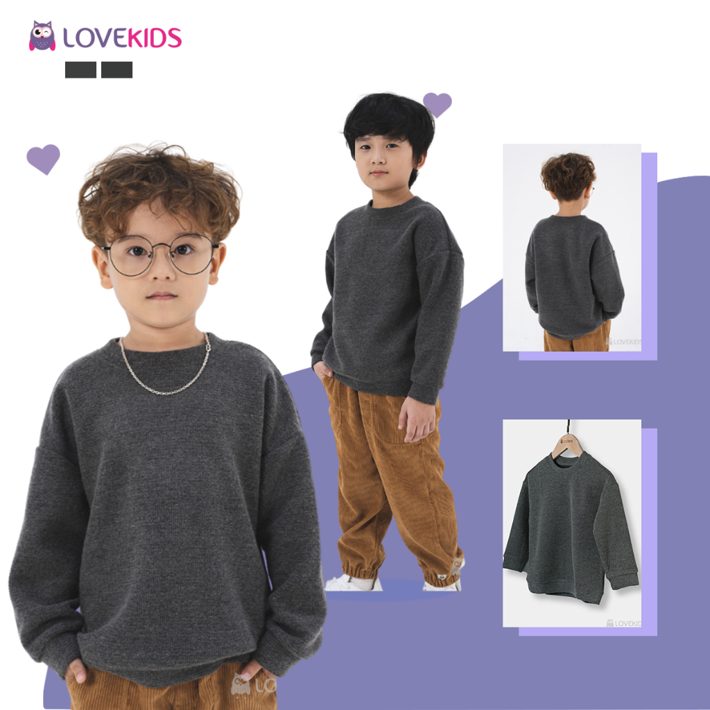 Áo len giữ nhiệt Lovekids cổ tròn bé trai, chất liệu len cao cấp mềm mịn, size từ 6 đến 12 tuổi
