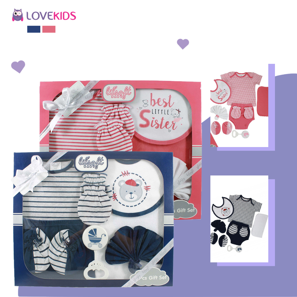 Set quà tặng sơ sinh cao cấp Lovekids 8 chi tiết,100% cotton mềm mịn,an toàn cho làn da của bé,size từ 0 đến 6 tháng