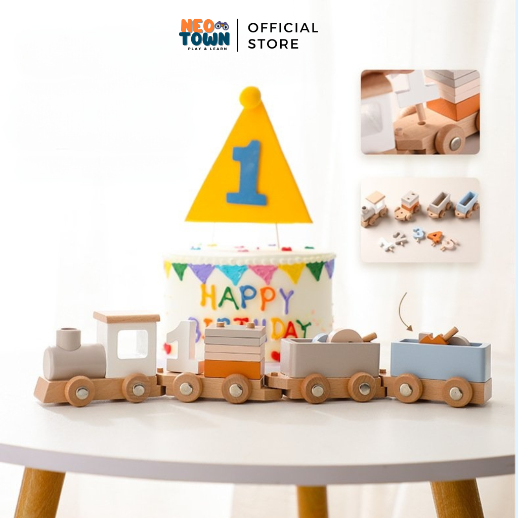 Bộ Tàu Lửa Mô Hình - Đồ Chơi Trang Trí Sinh Nhật - Đồ Chơi Mô Hình Montessori