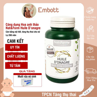 Tinh Dầu Hoa Anh Thảo Hữu Cơ Pháp Nat&Form Huile D’Onagre lọ 200 viên Embott22
