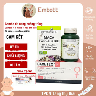 Combo đa nang buồng trứng Gametix F Maca Force Force3 bio hoa anh thảo nat form Embott