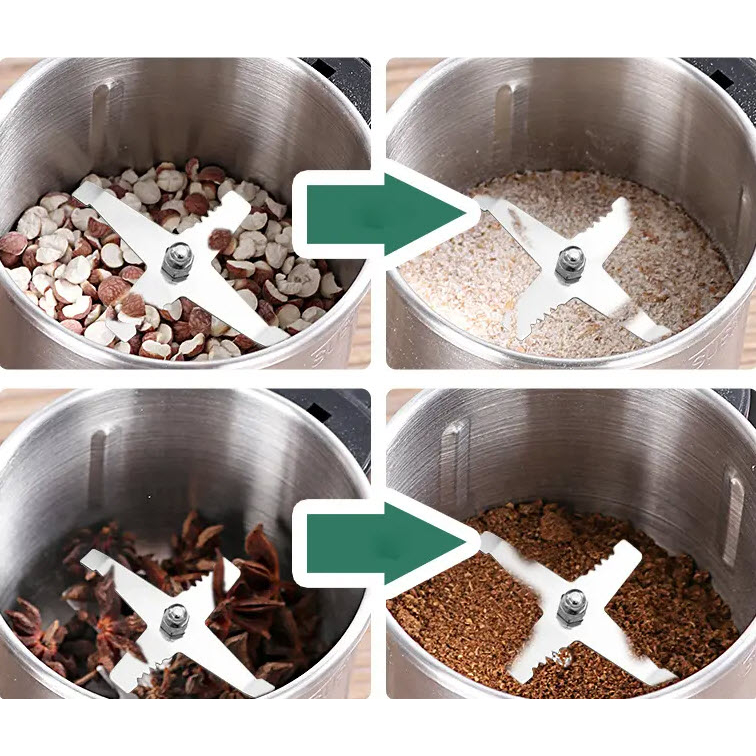 Máy Xay Hạt Khô Đa Năng FOOD Lưỡi Dao 6 Cánh Thép Không Gỉ Dung Tích 440ml