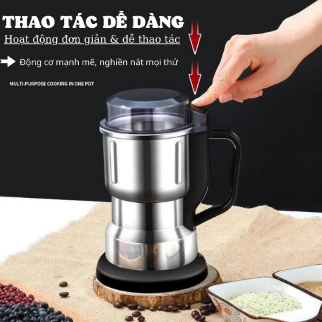Máy Xay Hạt Khô Đa Năng FOOD Lưỡi Dao 6 Cánh Thép Không Gỉ Dung Tích 440ml