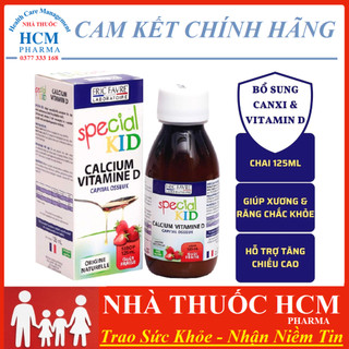 Canxi hữu cơ cho bé sơ sinh 1 2 3 4 5 tuổi SPECIAL KID CALCIUM D tăng chiều cao cho bé 125 mlvị dâu nhập khẩu Pháp SPC03