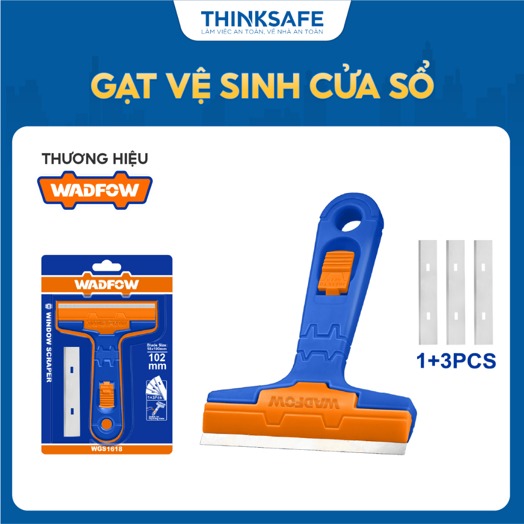 Dụng cụ vệ sinh cửa kính WADFOW WGS1618 102mm kích thước lưỡi 18x100mm cây lau kính cửa sổ nhỏ gọn tiện lợi - Thinksafe