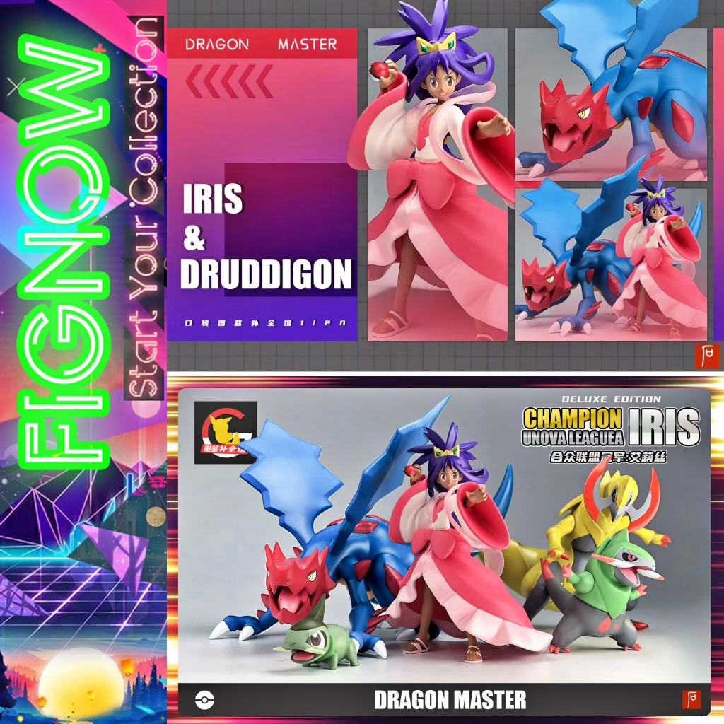 Mô hình Resin chính hãng Studio BQG GK Scale World 1/20 Trainer Iris & Pokemon Druddigon - Pokemon Unova Region