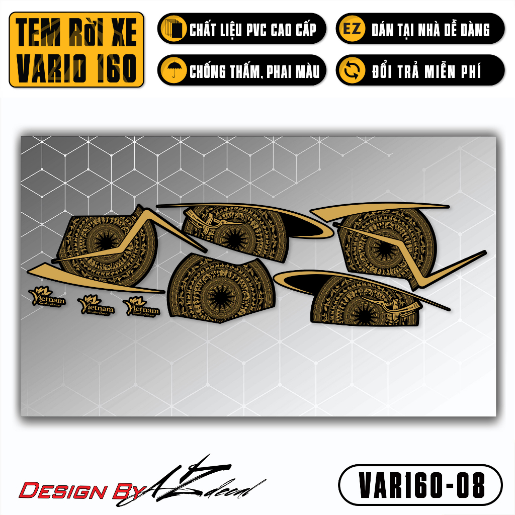 Decal Rời Dán Xe Vario 160 2023 | VAR160-08 | Team Tem Hình Dán Xe Máy Chống Thấm Nước Chống Xước