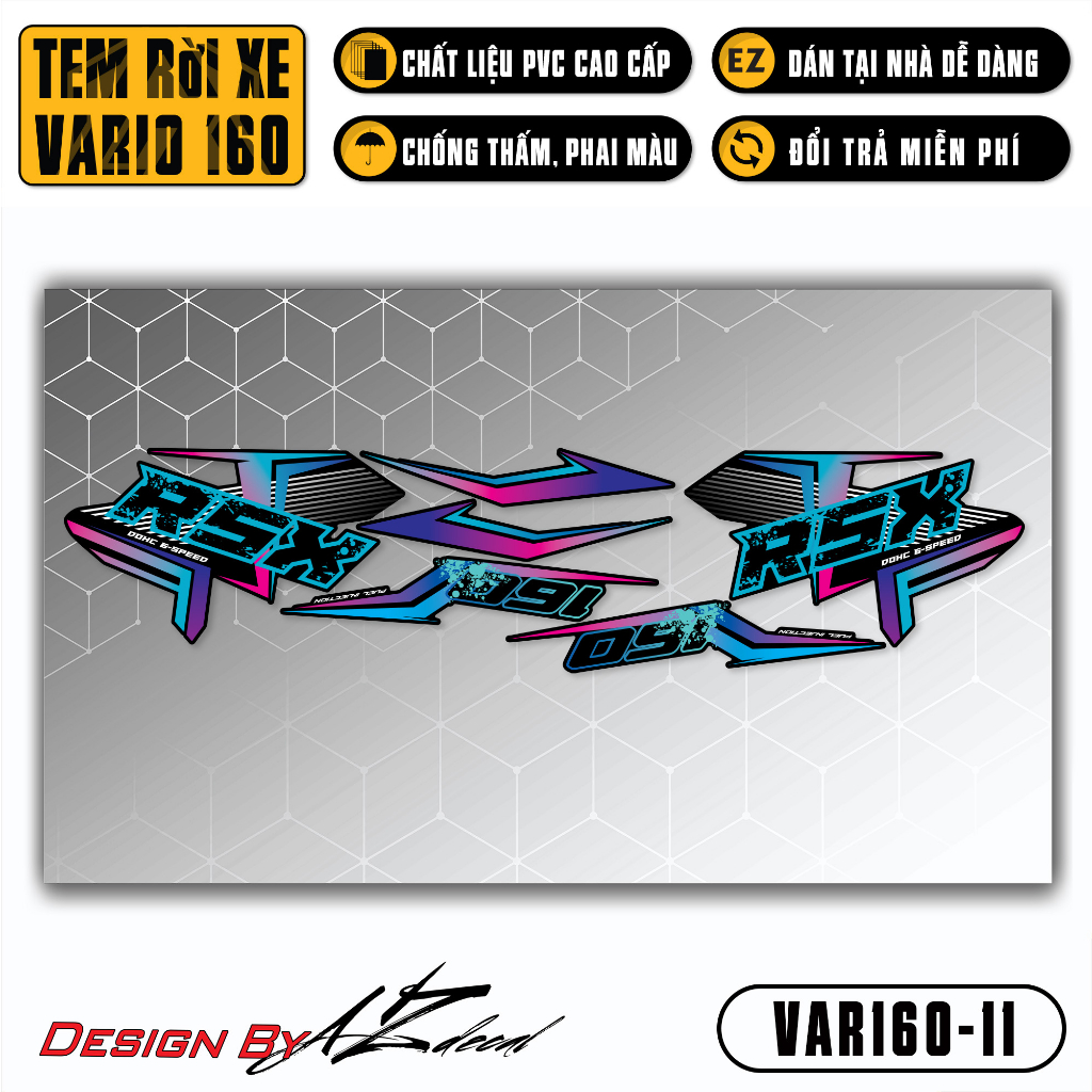 Decal Rời Dán Xe Vario 160 2023 | VAR160-11 | Team Tem Hình Dán Xe Máy Chống Thấm Nước Chống Xước