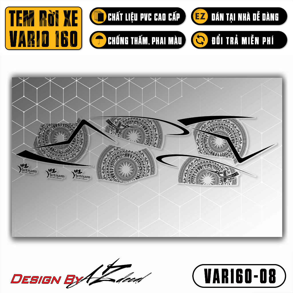 Decal Rời Dán Xe Vario 160 2023 | VAR160-08 | Team Tem Hình Dán Xe Máy Chống Thấm Nước Chống Xước