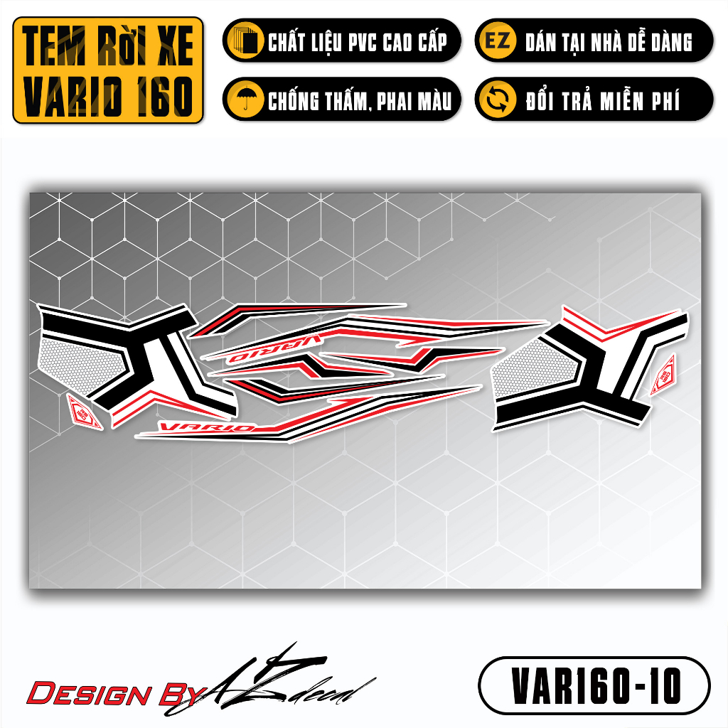 Decal Rời Dán Xe Vario 160 2023 | VAR160-10 | Team Tem Hình Dán Xe Máy Chống Thấm Nước Chống Xước