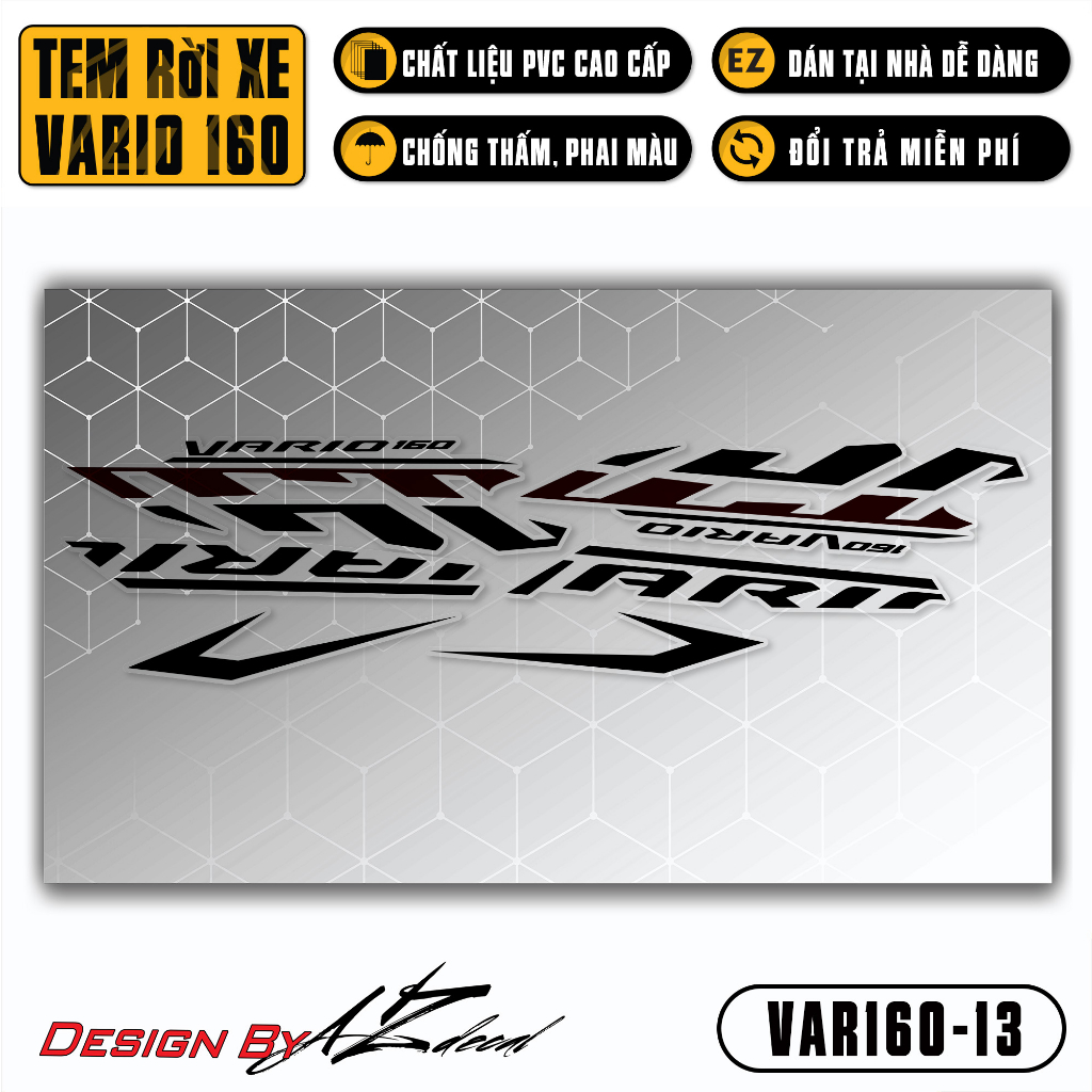 Decal Rời Dán Xe Vario 160 2023 | VAR160-13 | Team Tem Hình Dán Xe Máy Chống Thấm Nước Chống Xước
