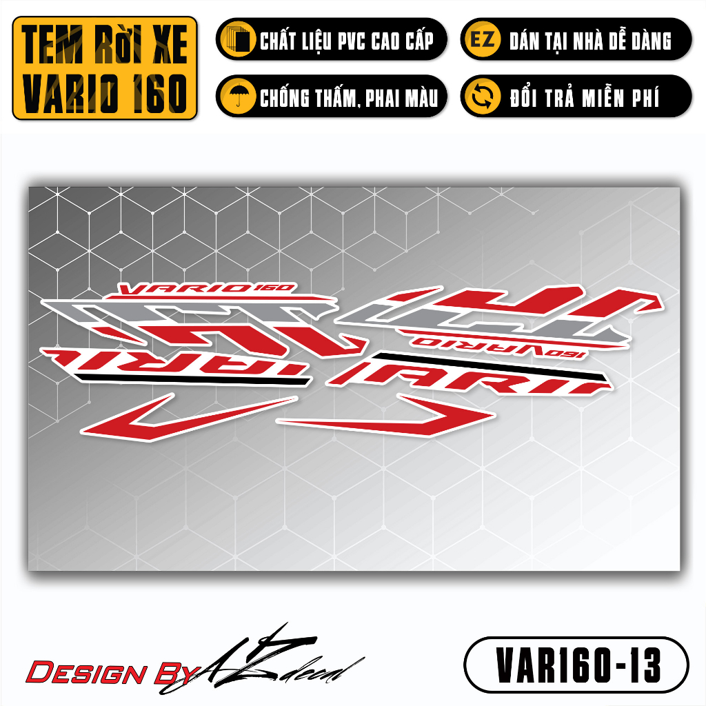 Decal Rời Dán Xe Vario 160 2023 | VAR160-13 | Team Tem Hình Dán Xe Máy Chống Thấm Nước Chống Xước