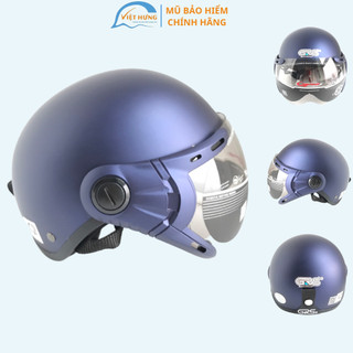 TRỢ GIÁ - Mũ bảo hiểm nửa đầu có kính - Dành cho người lớn vòng đầu 56-58cm - GRS A33K - Xanh than nhám