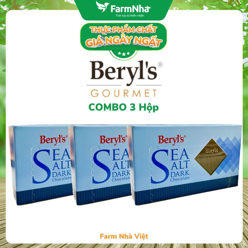 (Combo 3 Hộp) Socola Beryls 60g Dark Sea Salt - Hương vị độc đáo hấp dẫn từ biển cả