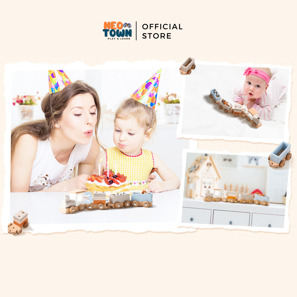 Bộ Tàu Lửa Mô Hình - Đồ Chơi Trang Trí Sinh Nhật - Đồ Chơi Mô Hình Montessori