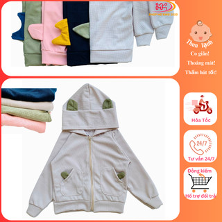  MK416 (6-18KG dưới 4 tuổi) Áo khoác có mũ phối tai chất tổ ong mỏng nhẹ ít co dãn cho bé