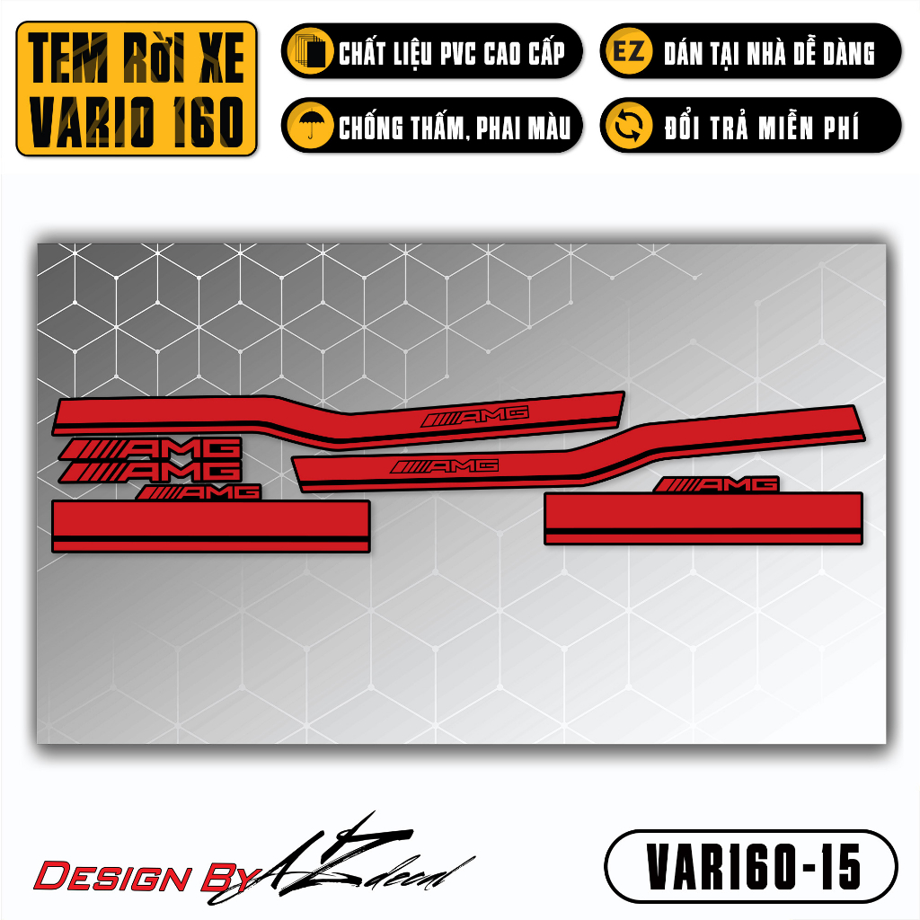 Decal Rời Dán Xe Vario 160 2023 | VAR160-15 | Team Tem Hình Dán Xe Máy Chống Thấm Nước Chống Xước