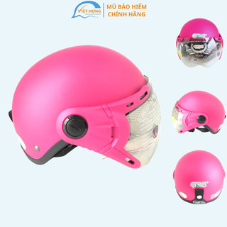 Mũ Bảo Hiểm Nửa Đầu - Kính Chống Chói Lóa - Dành Cho Người Có Vòng Đầu 56-58cm - GRS A33K - Đào Nhám - Bảo Hành 12 Tháng