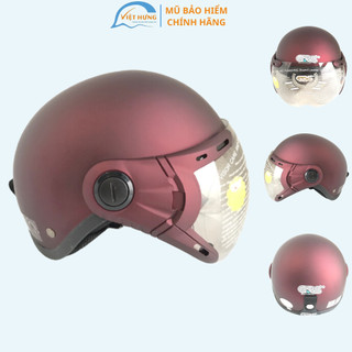 Mũ bảo hiểm nửa đầu có kính - Dành cho người lớn vòng đầu 56-58cm - GRS A33K - Táo nhám - Nón bảo hiểm Nam - Bảo hiểm Nữ
