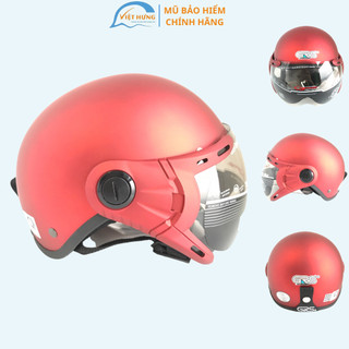 Mũ bảo hiểm nửa đầu có kính - Dành cho người lớn vòng đầu 56-58cm - GRS A33K - Đô nhám - Nón bảo hiểm Nam - Bảo hiểm Nữ