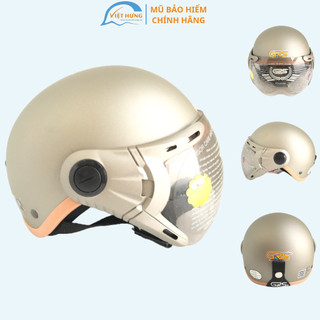 Mũ bảo hiểm nửa đầu có kính - Dành cho người lớn vòng đầu 56-58cm - GRS A33K - Xám nhám - Nón bảo hiểm Nam - Bảo hiểm Nữ
