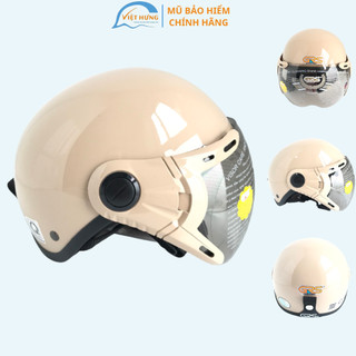 TRỢ GIÁ - Mũ bảo hiểm nửa đầu có kính CHÍNH HÃNG - GRS A33K - Sữa Bóng - vòng đầu 56-58cm - Bảo Hành 12 tháng