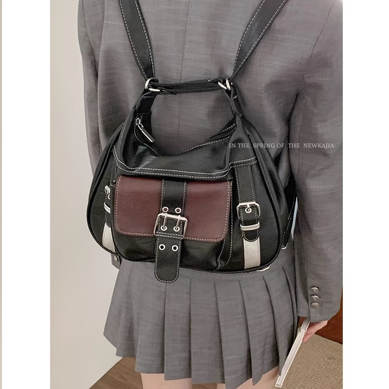 Balo nữ đeo vai Tuinhacam túi đeo chéo đa năng nhiều ngăn có khoá kéo da mềm sức chứa lớn phong cách y2k - TNC027