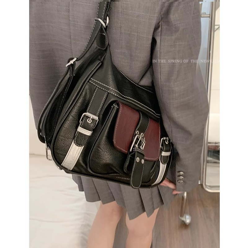 Balo nữ đeo vai Tuinhacam túi đeo chéo đa năng nhiều ngăn có khoá kéo da mềm sức chứa lớn phong cách y2k - TNC027