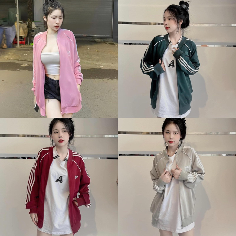 Áo khoác nhiều màu thêu 𝐀𝐝s chạy viền sọc siêu hot