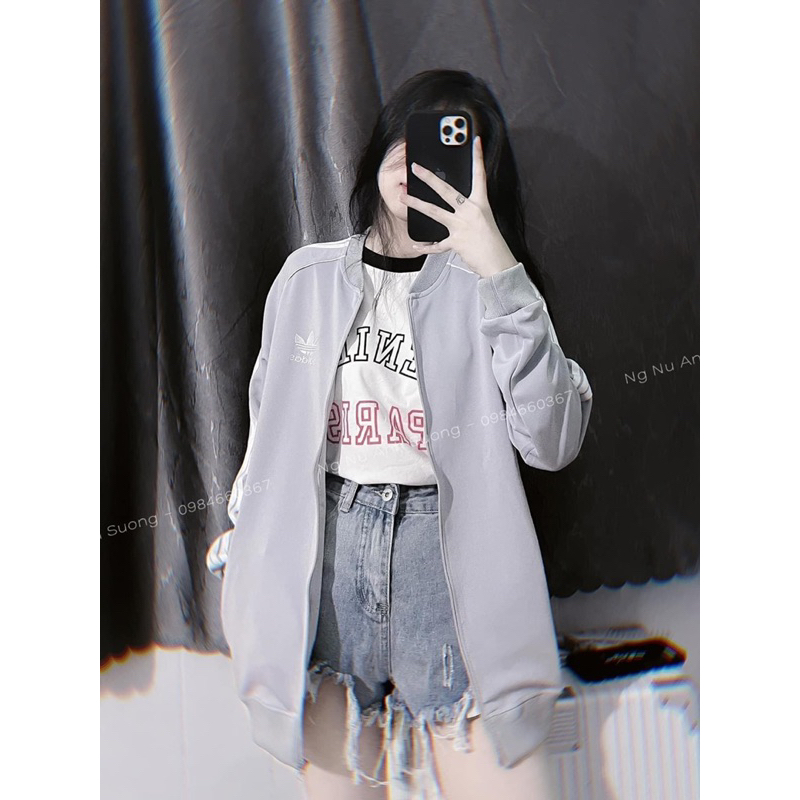 Áo khoác nhiều màu thêu 𝐀𝐝s chạy viền sọc siêu hot