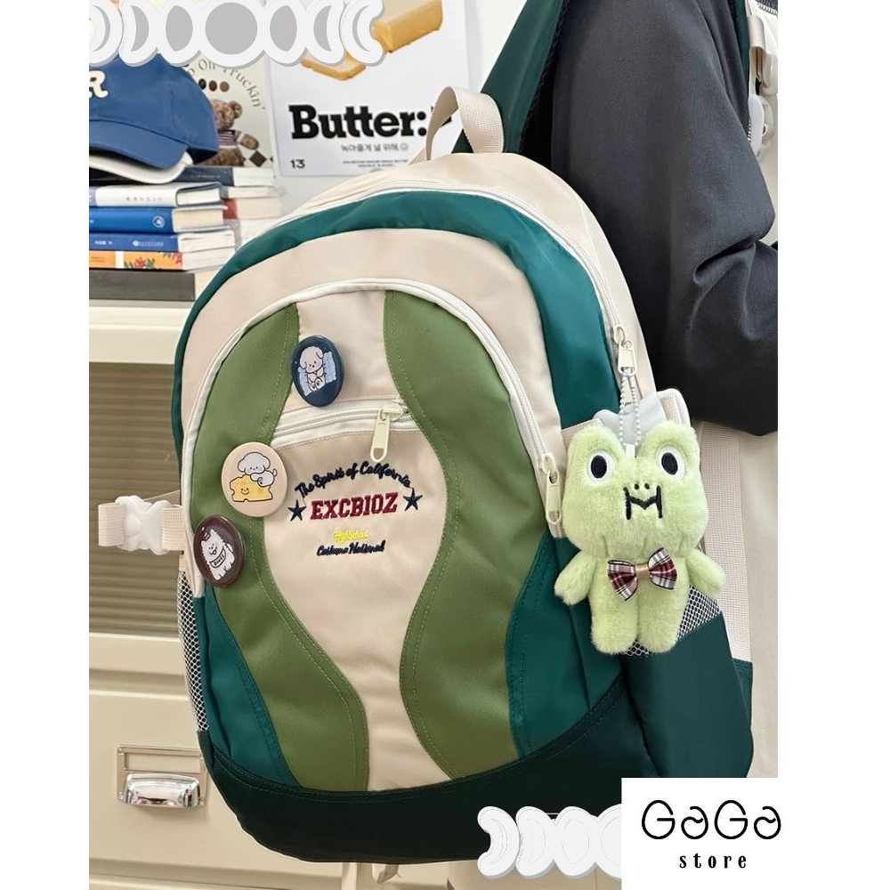 Cặp sách học sinh cấp 2 , cấp 3 phong cách ulzzang unisex phối màu hàn quốc excbioz B587 gaga store