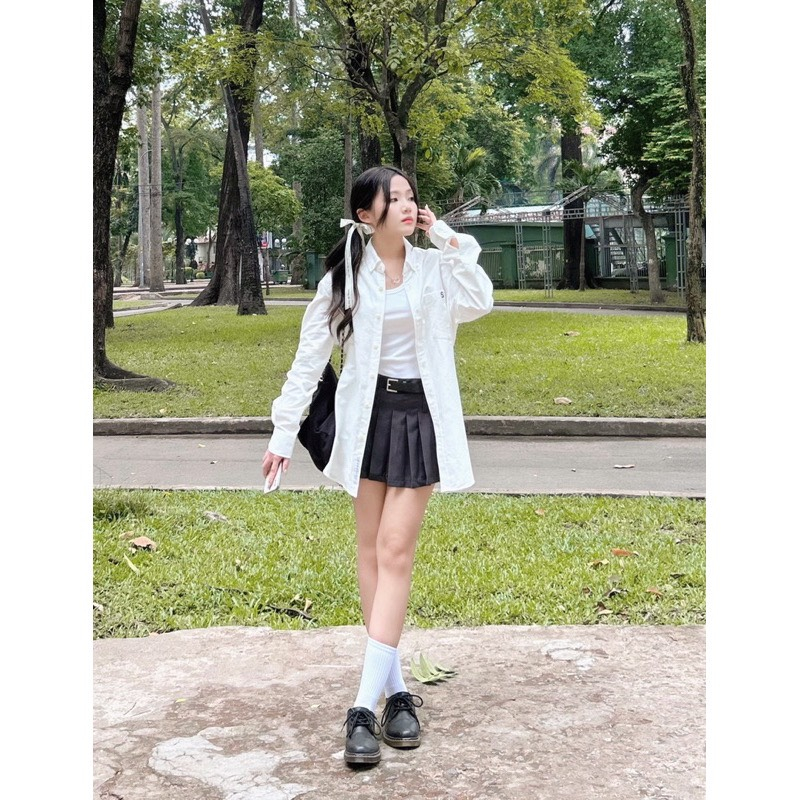 Áo sơ mi unisex form rộng thêu chữ S - Retrostyle - AosomitronchuS3071_P9K16