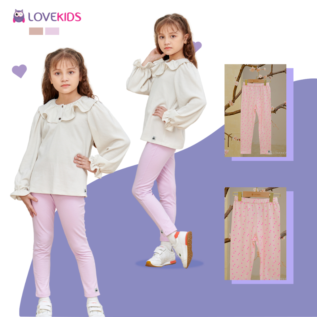 Quần legging Lovekids bé gái, thun cotton mềm mại, thoải mái, size từ 3 đến 10 tuổi