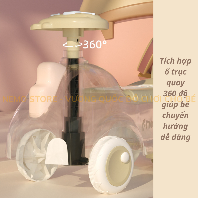 Xe chòi chân cho bé tập đi từ 1 tuổi NEMO STORE đẩy chân thăng bằng có nhạc và đèn hình TÊ GIÁC