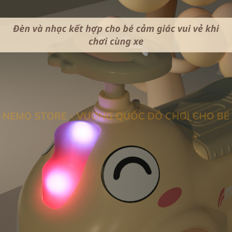 Xe chòi chân cho bé tập đi từ 1 tuổi NEMO STORE đẩy chân thăng bằng có nhạc và đèn hình TÊ GIÁC
