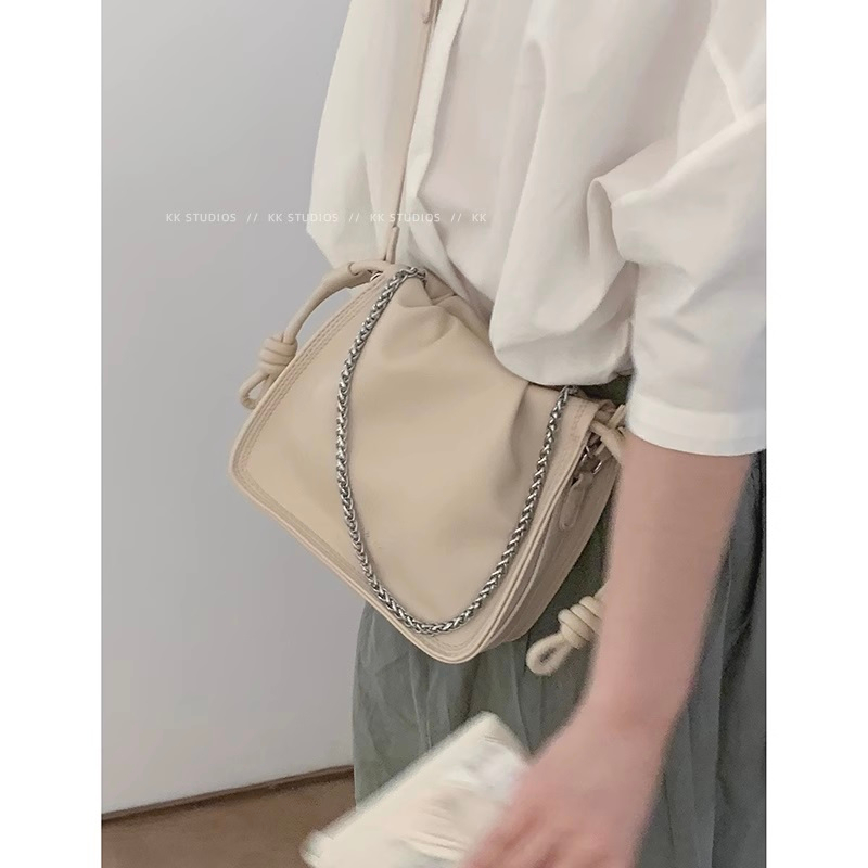 Túi đeo chéo nữ Tuinhacam túi xách nữ da xếp ly phối dây xích đơn giản đi chơi, đi làm thời trang y2k - TNC025