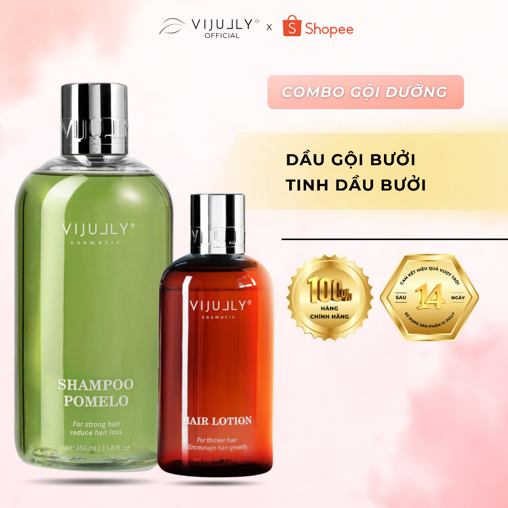 Bộ Gội Xịt Ngăn Rụng - Kích Mọc Tóc VIJULLY Dầu Gội Bưởi và Xịt Tinh Dầu Bưởi - Dưỡng Tóc Tinh Dầu Bưởi