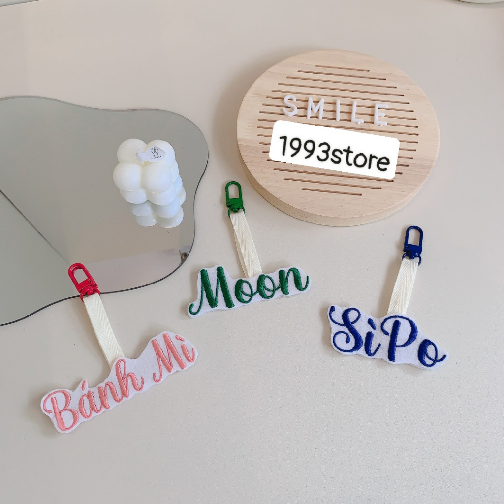 Nametag 2/Thẻ tên thêu theo yêu cầu xinh xắn đáng yêu dùng để treo cặp, treo bình nước cho các bé đi học