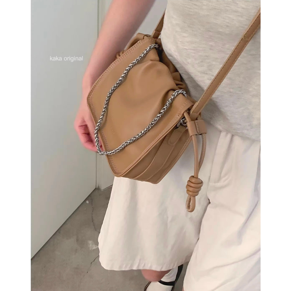 Túi đeo chéo nữ Tuinhacam túi xách nữ da xếp ly phối dây xích đơn giản đi chơi, đi làm thời trang y2k - TNC025
