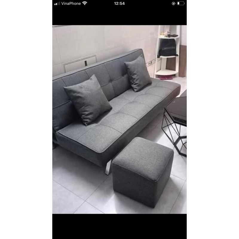 Sofa Bed Vải Nhung Màu Xám Lông Chuột Siêu Mền Mịn - Sofa Giường Nằm