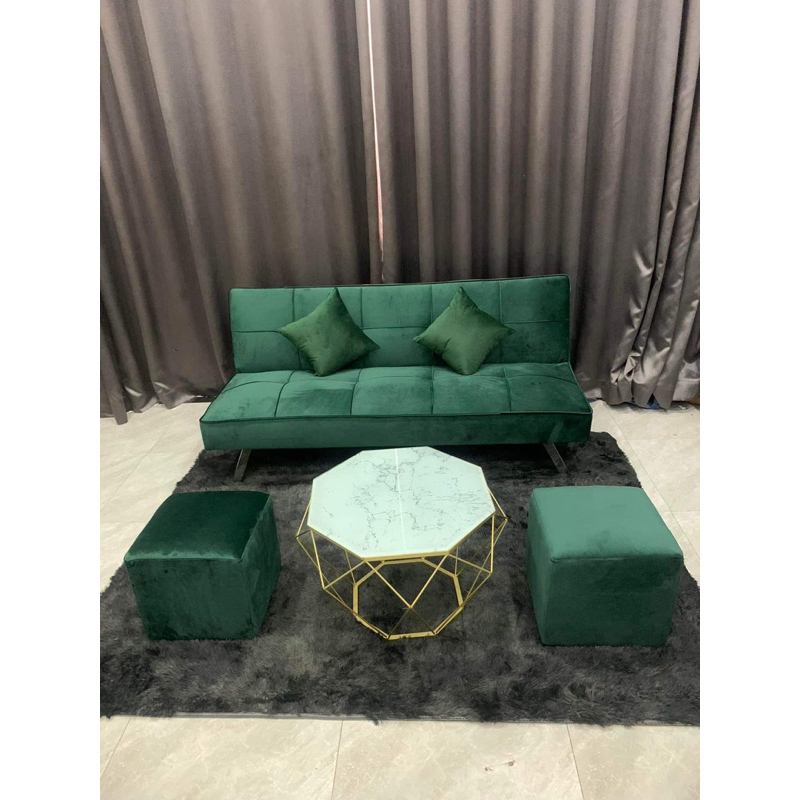 Sofa Bed Vải Nhung Màu Xám Lông Chuột Siêu Mền Mịn - Sofa Giường Nằm