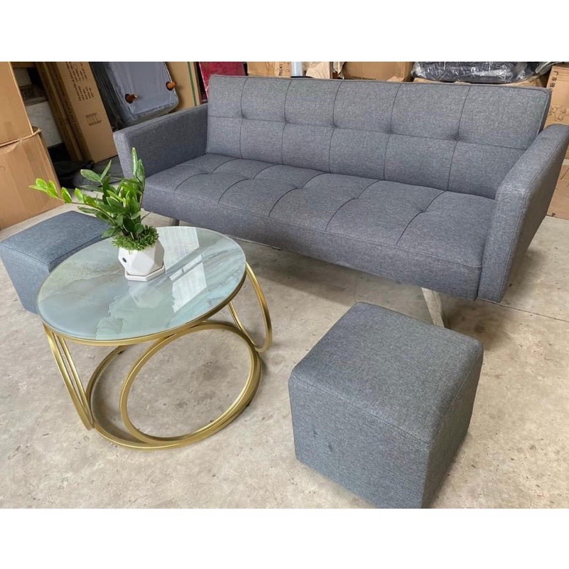 Sofa Bed Vải Nhung Màu Xám Lông Chuột Siêu Mền Mịn - Sofa Giường Nằm