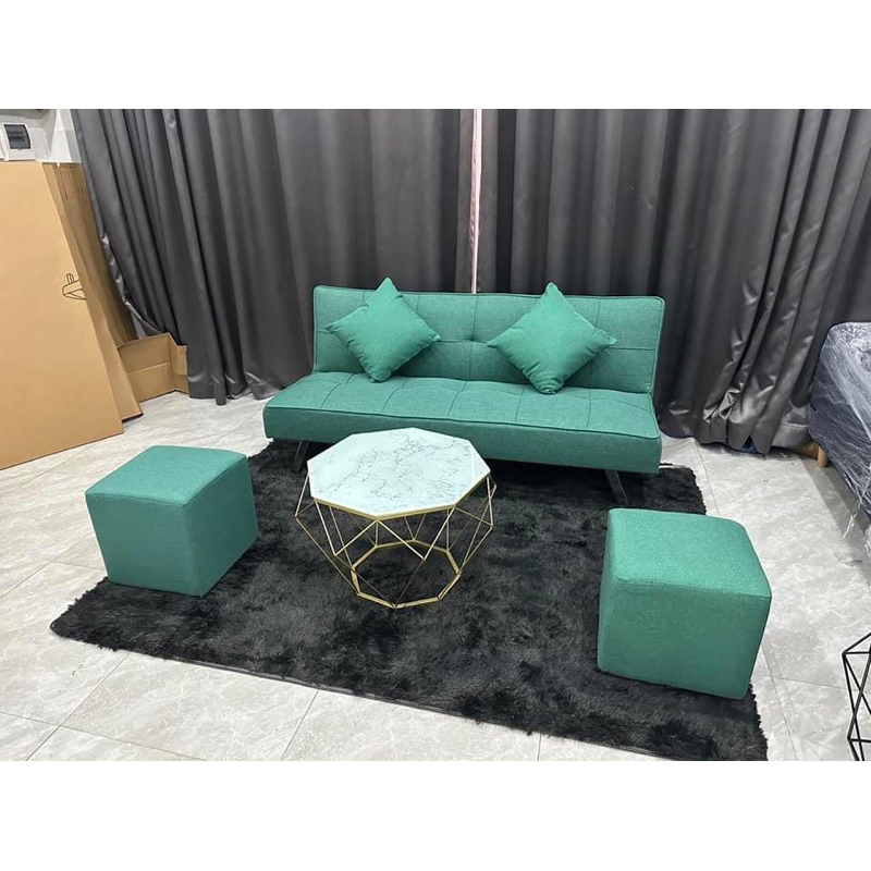 Sofa Bed Vải Nhung Màu Xám Lông Chuột Siêu Mền Mịn - Sofa Giường Nằm