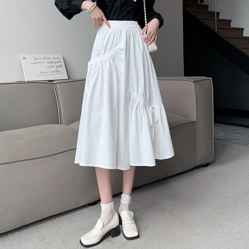 Chân váy suông dáng dài lưng cao phối dây rút thắt nơ điệu đà VAY001