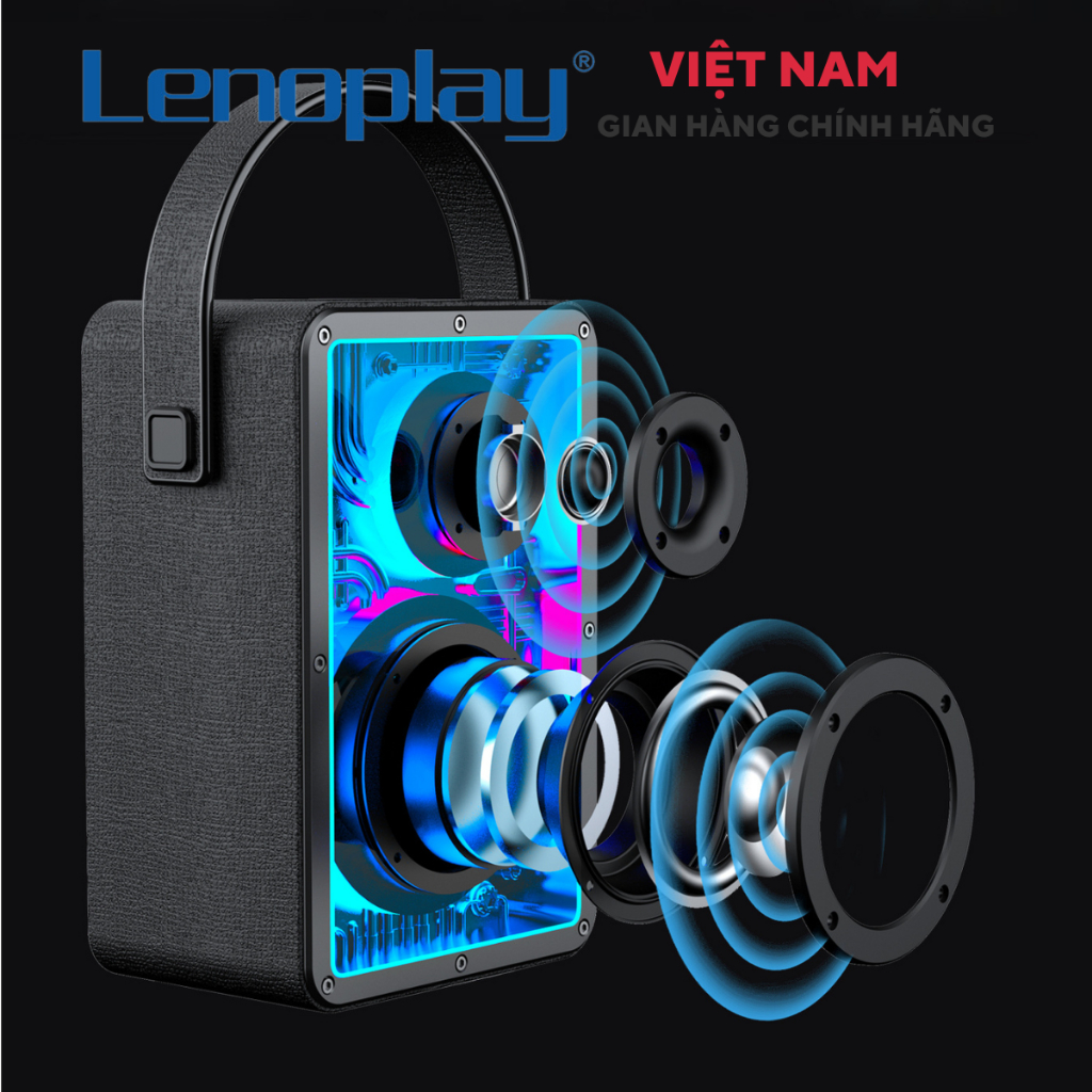 Loa LenoPlay R12| Loa nghe nhạc Bluetooth Công suất 50W, Pin 8000mAh, Kháng nước - Chính hãng, Bảo hành 12Th - OBIBI
