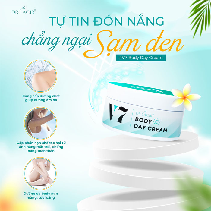 Kem Chống Nắng,Kem Dưỡng Trắng Da,Kem Nâng Toner Body Dr.Lacir V7 Day Cream Dung Tích 180ml