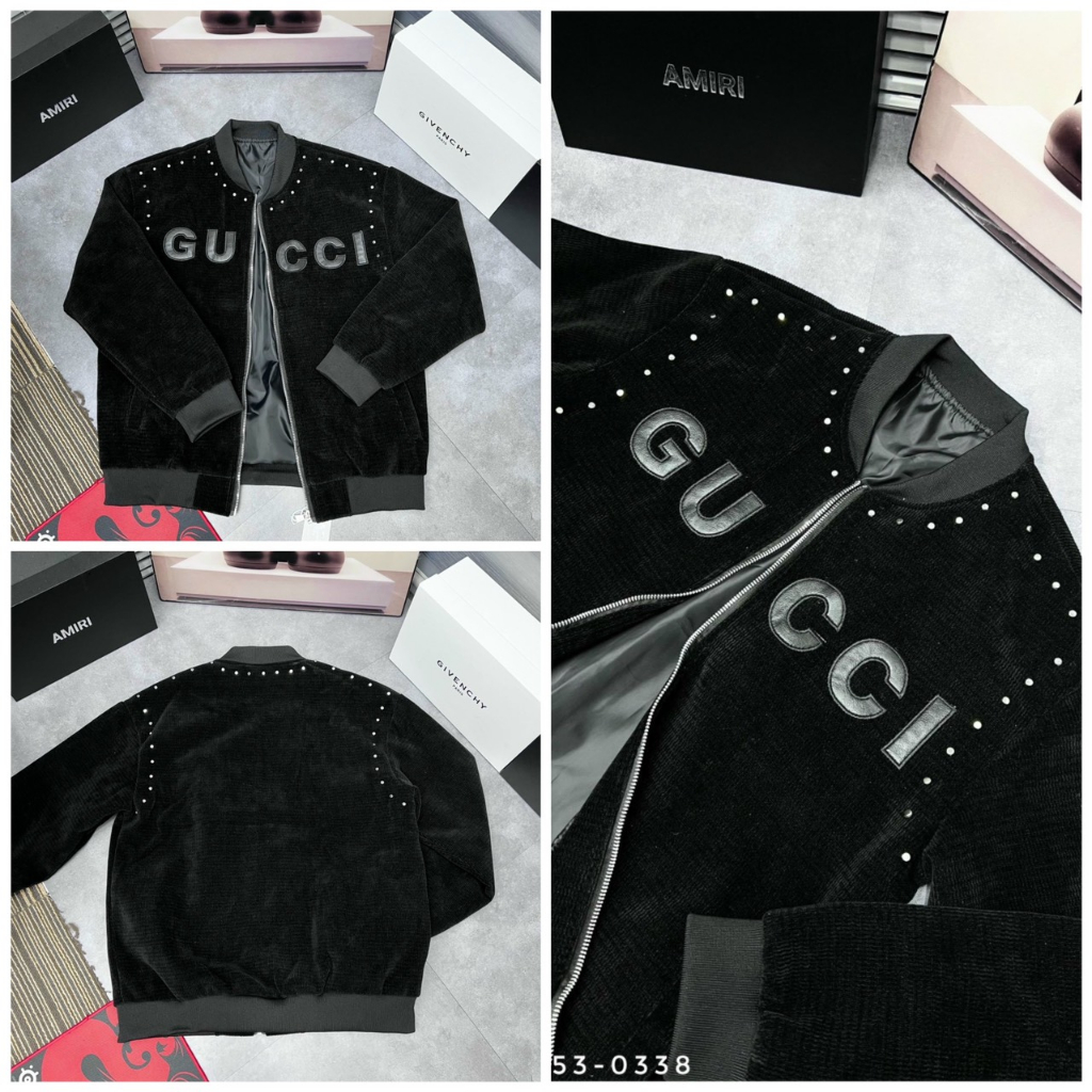 Áo khoác nam GC đính đá thêu chữ da hàng quảng châu siêu cấp