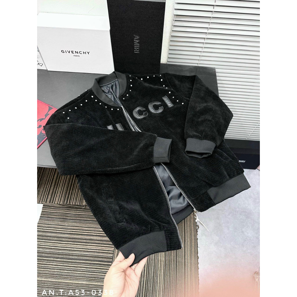 Áo khoác nam GC đính đá thêu chữ da hàng quảng châu siêu cấp