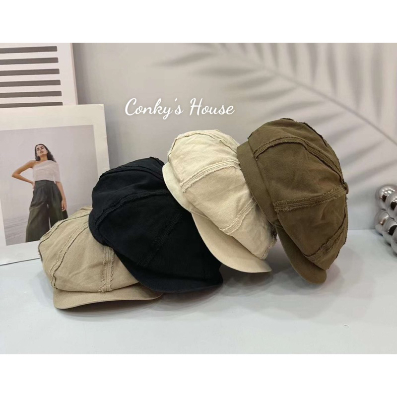 Mũ beret khaki viền rách bấm lưỡi trai mua ở Conky có ngay