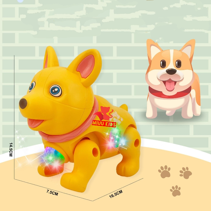 Đồ Chơi Chú Chó Chạy Pin Biết Đi Nhạc Đèn Cho Bé